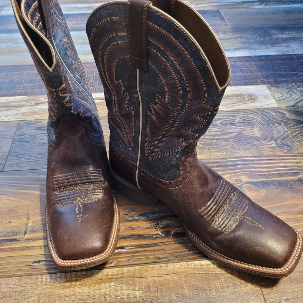Ariat Brown Western Boots with Distressed Leather